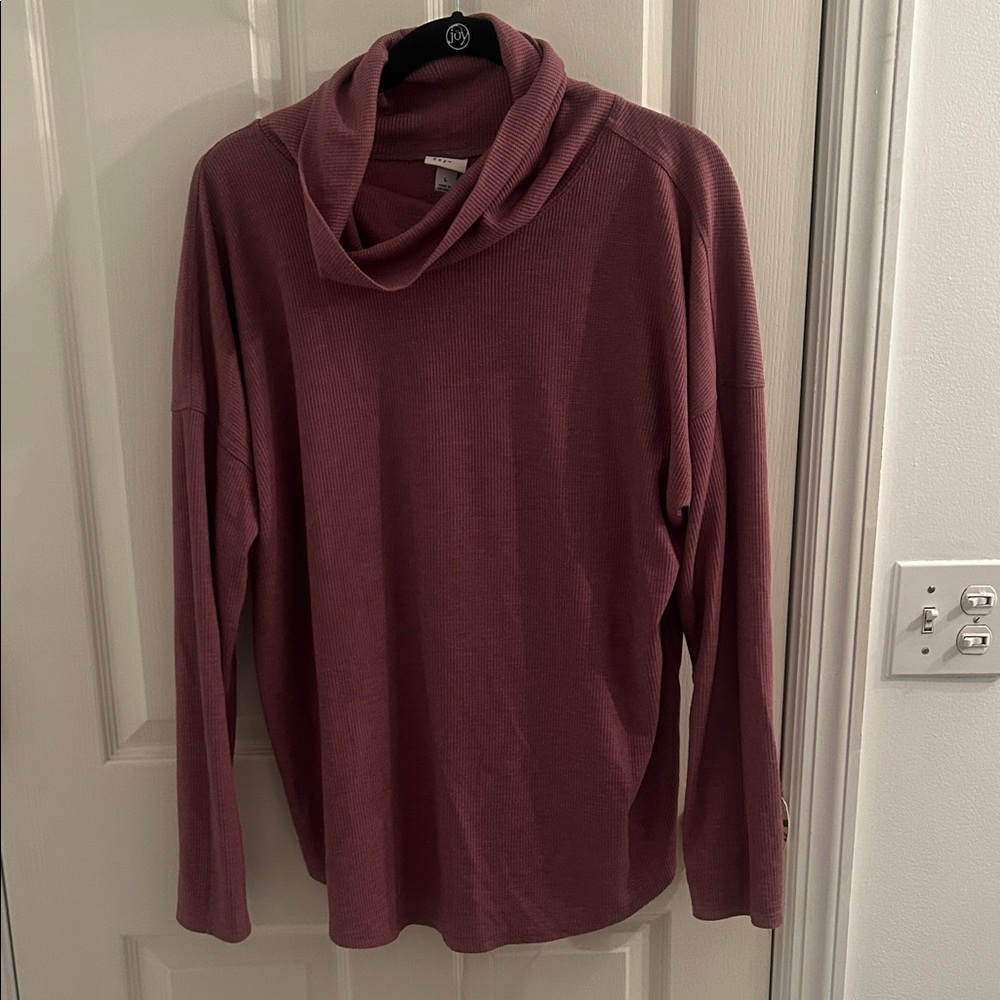 a new day Women's Waffle Knit Turtle Neck Sweater - Dusty Rose